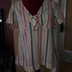 Women’s  Old Navy | Multicolor Striped Tie Front Blouse NWT "K"